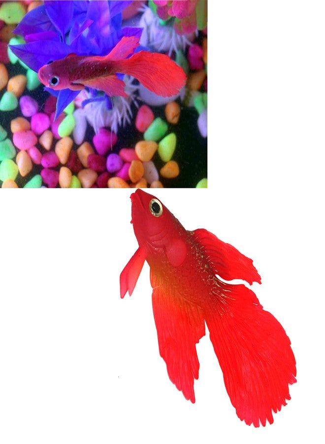 Besimple Artificial Silicone Betta Fish Tank Decoration, Aquarium Fake Fish High Simulation Lifelike Floating Betta Fish Tank Ornament - Image 5